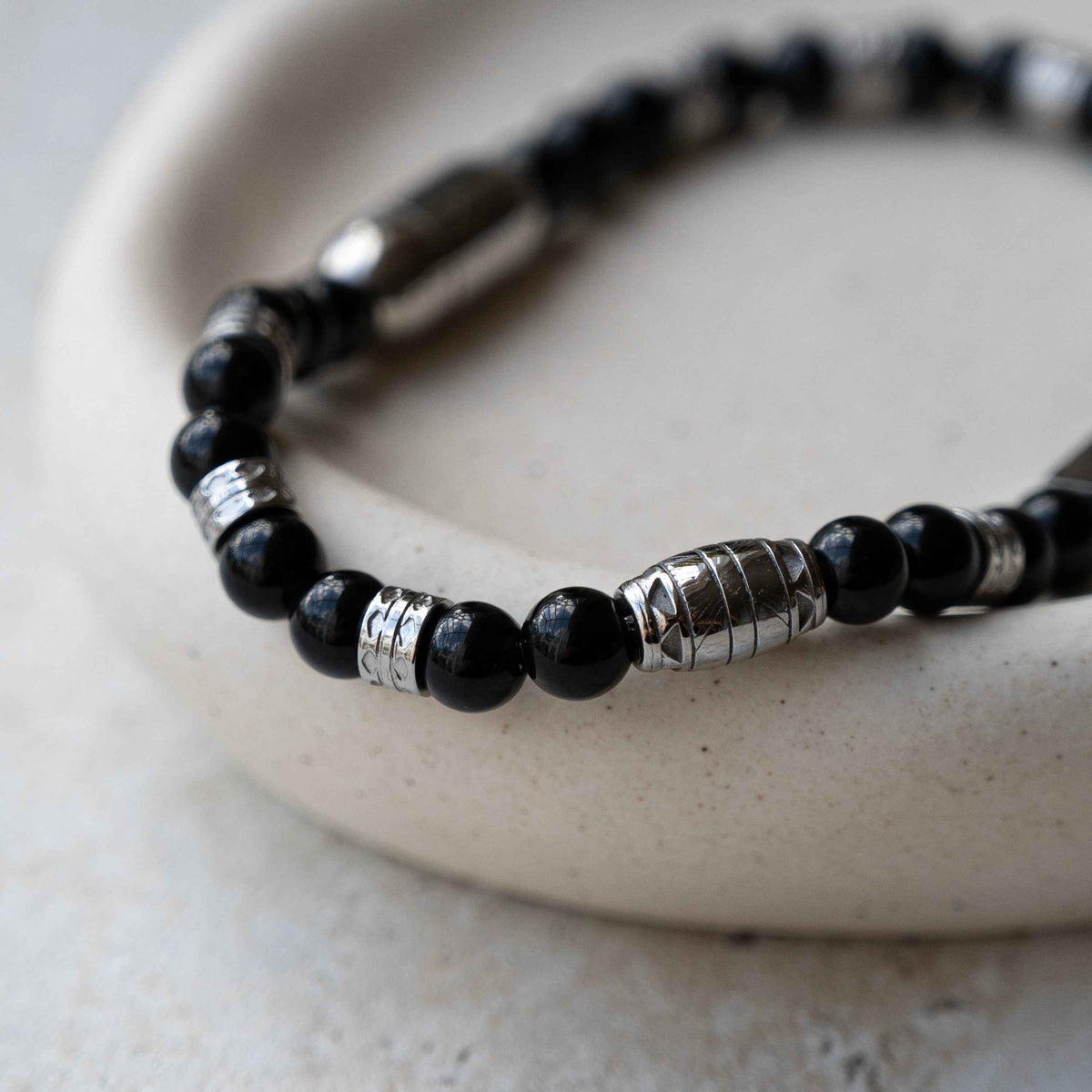Personalized Onyx-Gemstone Bead Bracelet