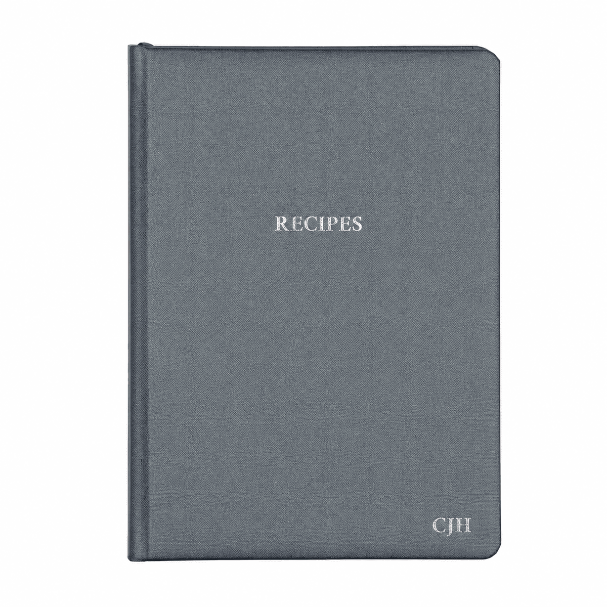 Personalized Recipe Journal in Buckram Fabric-Grey