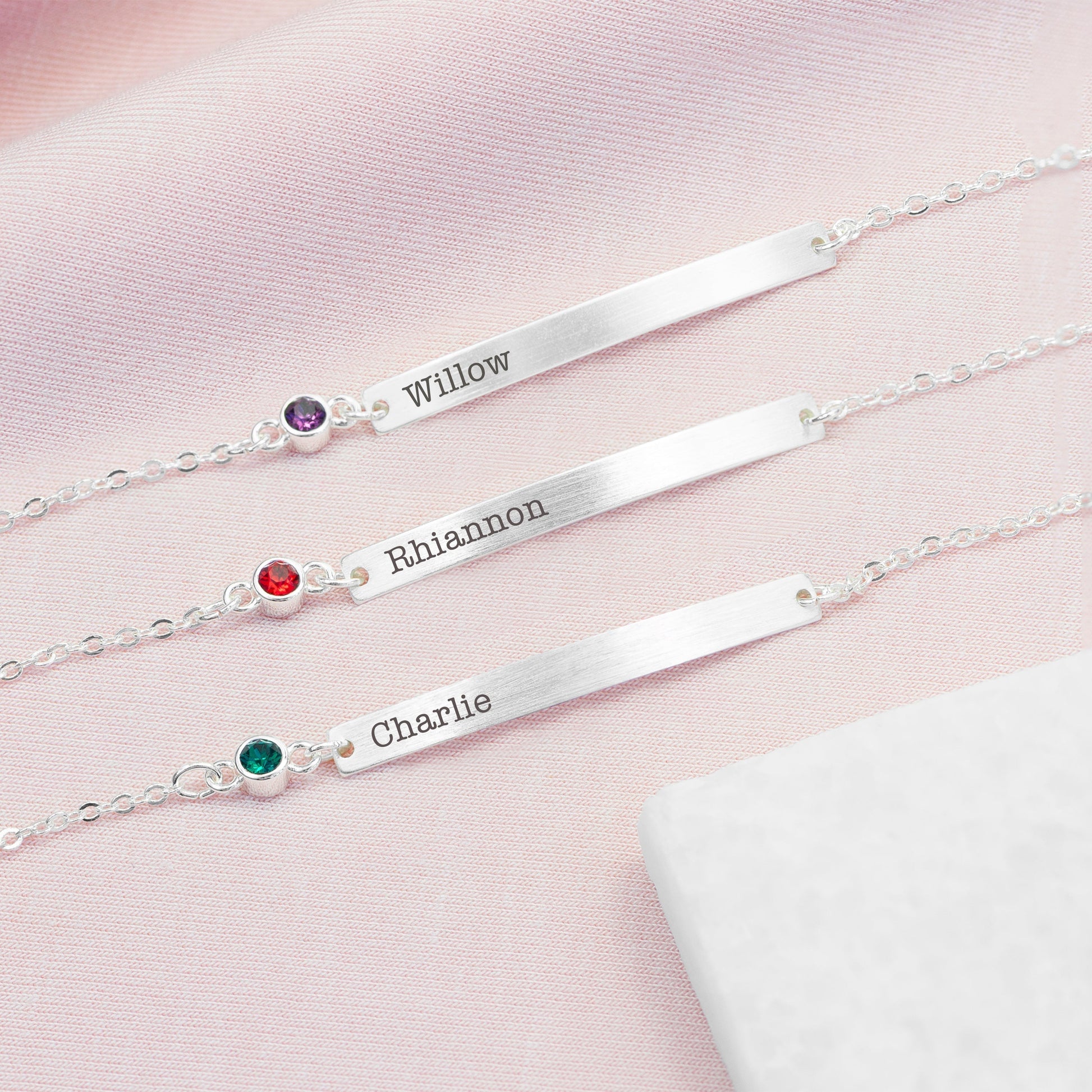 Personalized Silver Birthstone Swarovski Crystal Bracelet - Lovesakes