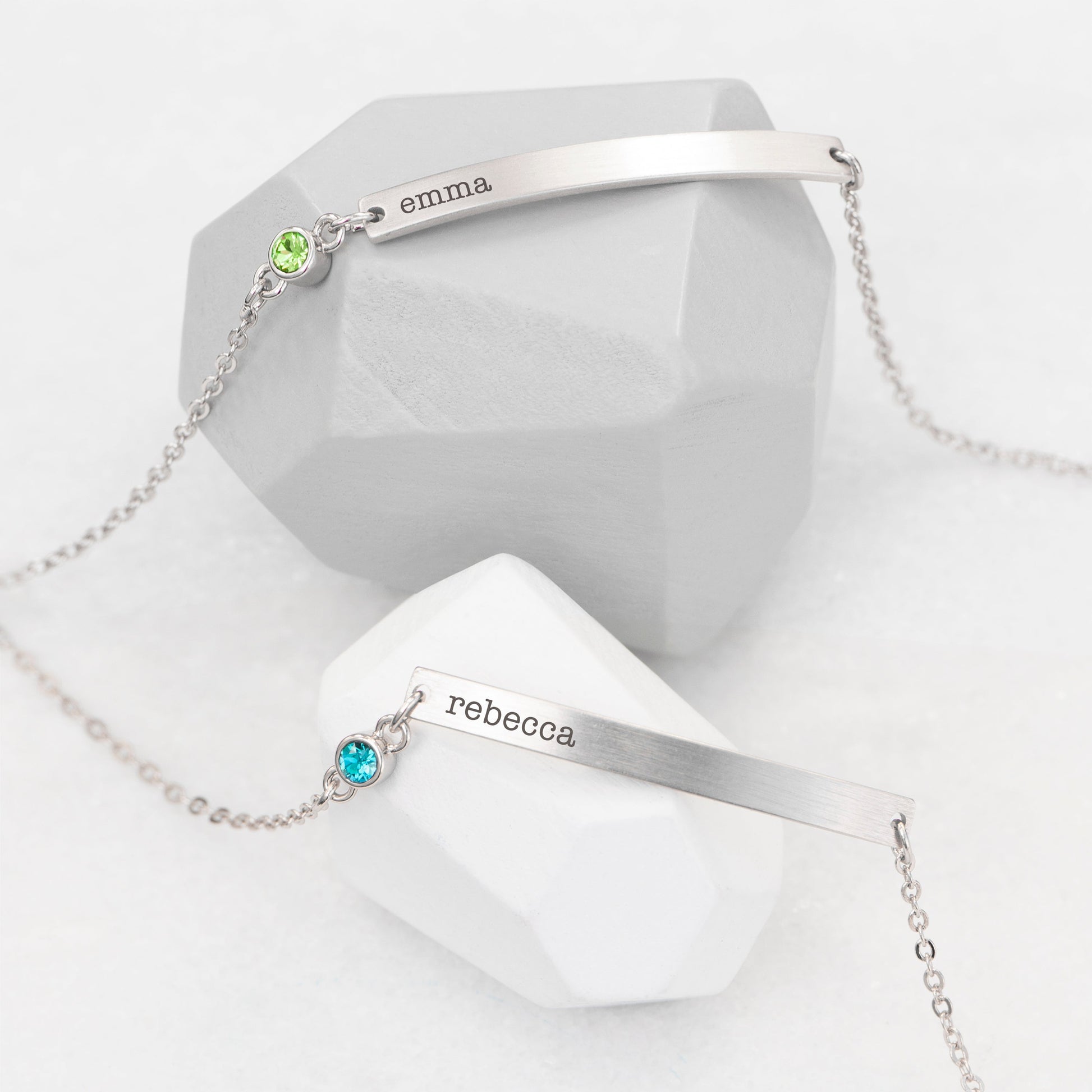 Personalized Silver Birthstone Swarovski Crystal Bracelet - Lovesakes