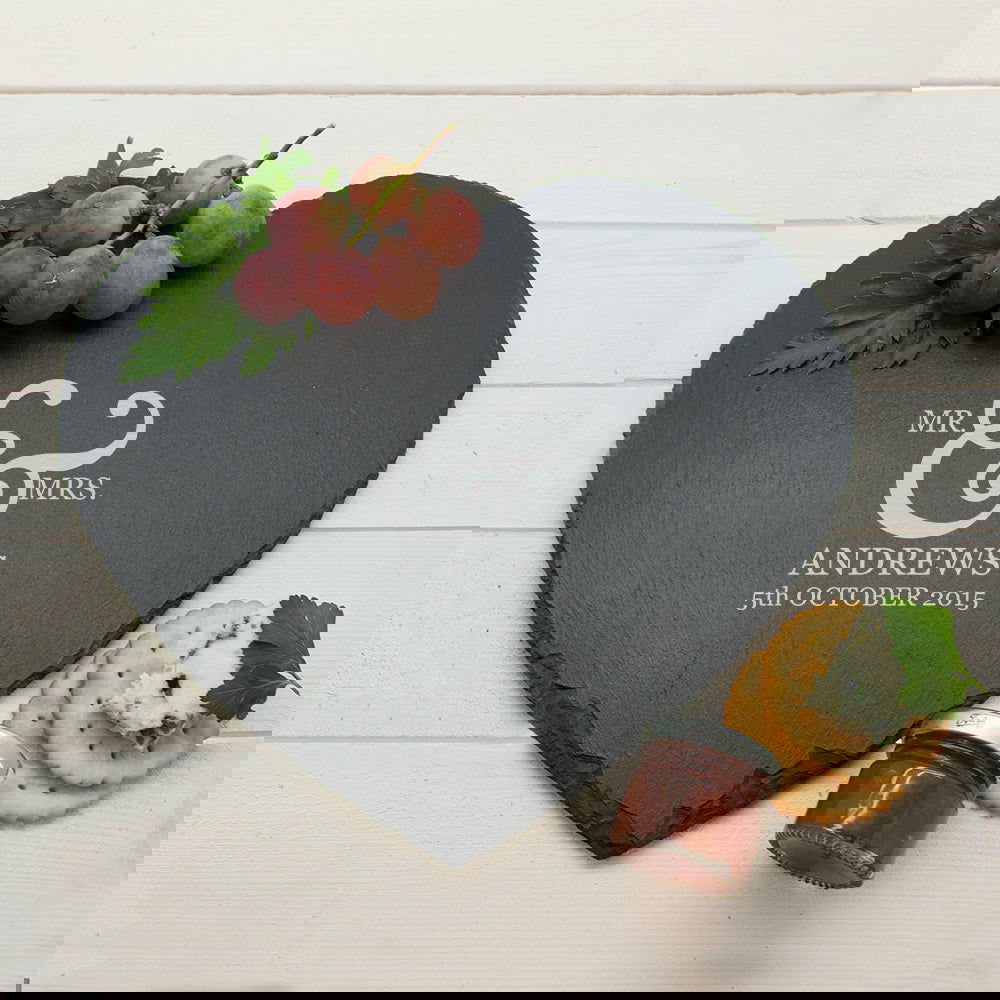 Personalised Classic Couples' Heart Slate Cheese Board - Lovesakes