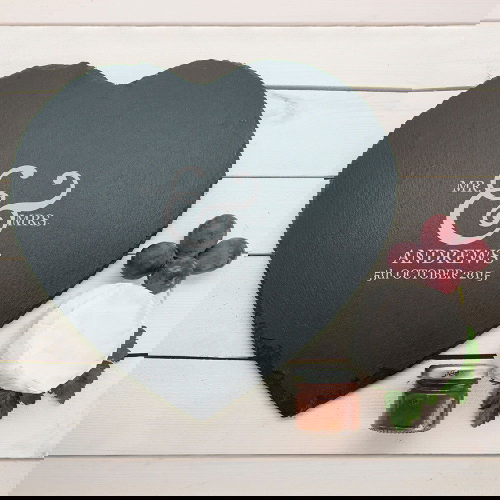 Personalised Classic Couples' Heart Slate Cheese Board - Lovesakes