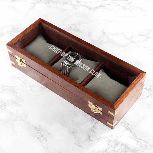 Personalized Wooden Watch Box – 3 Watch Display Case
