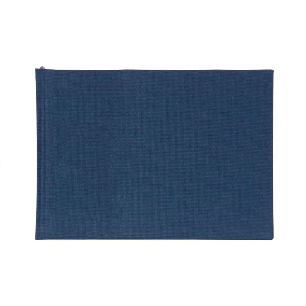 Navy blue fabric Personalized A4 Artist's Sketchbook in Purple Woven Cloth
