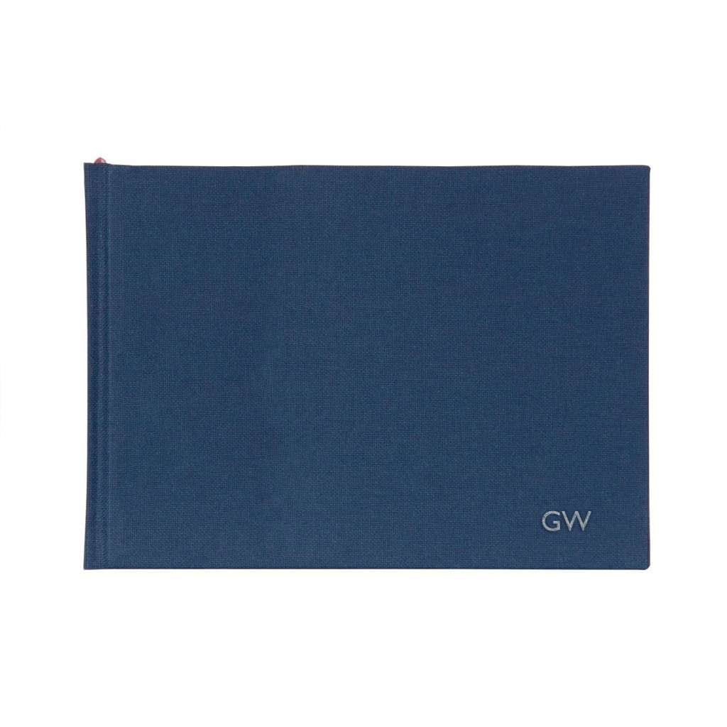 Personalized A4 Artist's Sketchbook in Blue Woven Cloth