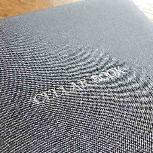 Personalized Buckram Wine Cellar Book-Grey-Color