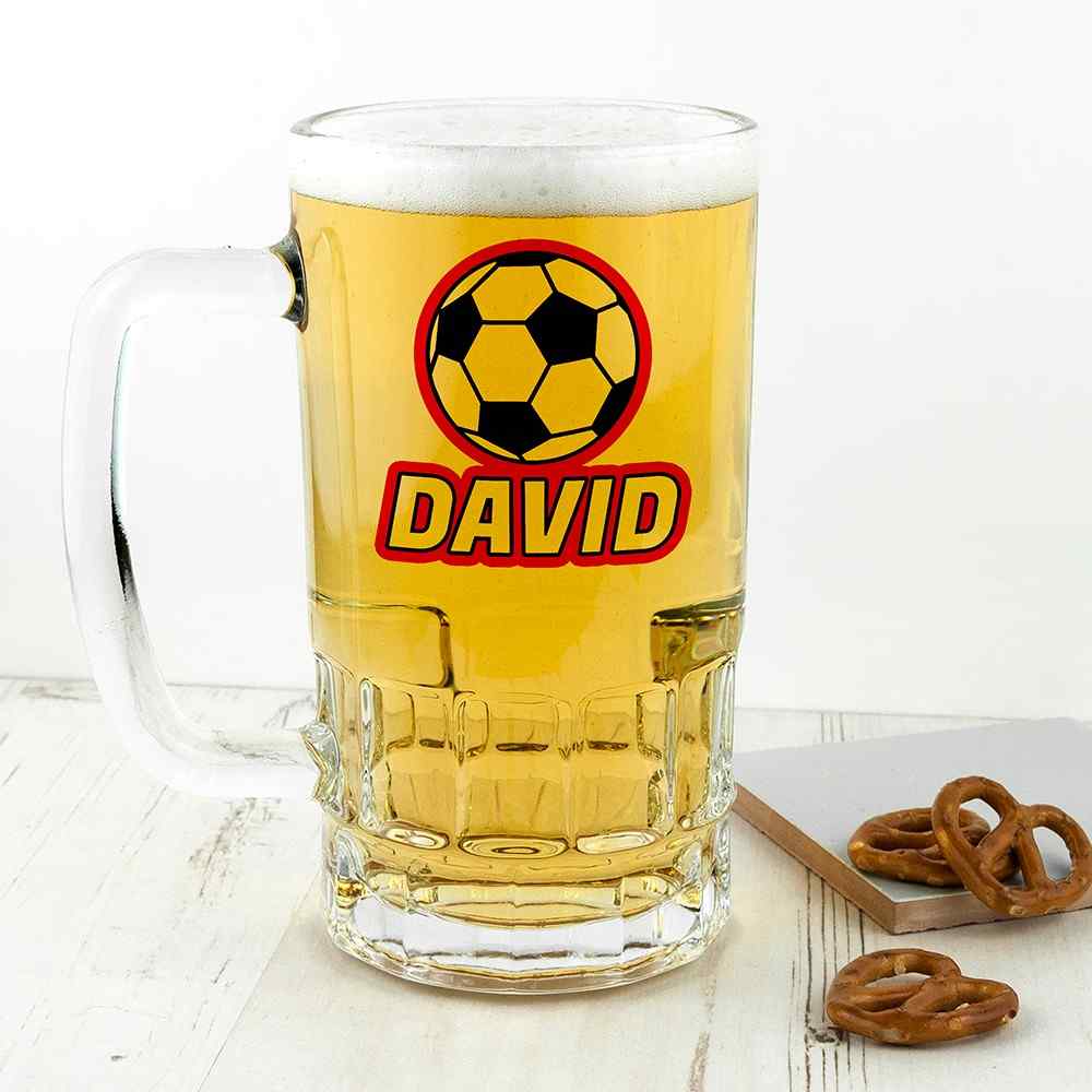 Personalized Football Beer Glass Mug