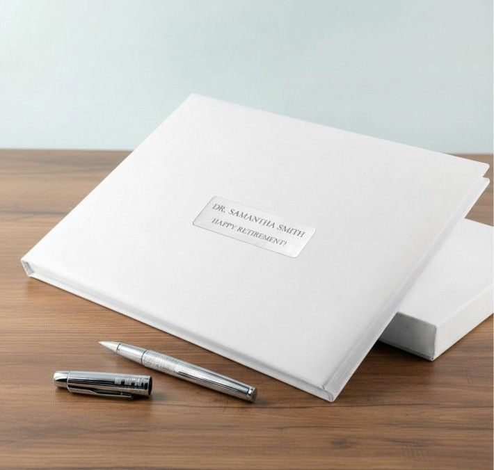 wHITE-Custom-Leather-Retirement-Memory-Book-Corporate-Farewell-Guest-Book