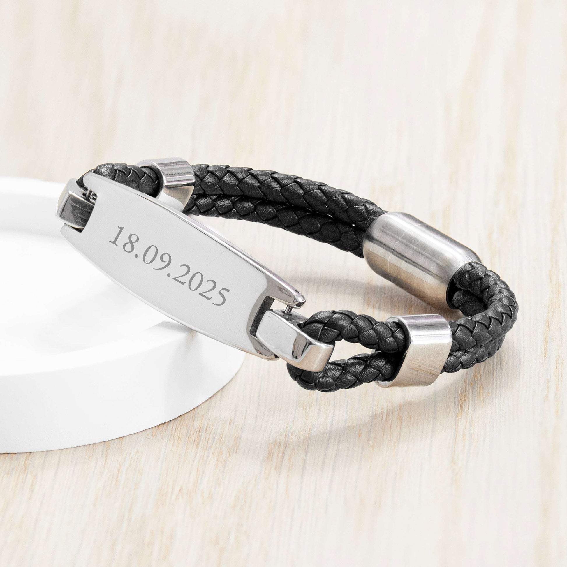 black-Personalized Men's ID Bracelet