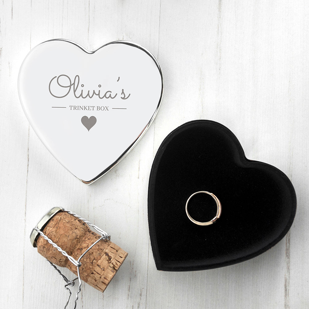 Personalized Silver Heart Trinket Box
