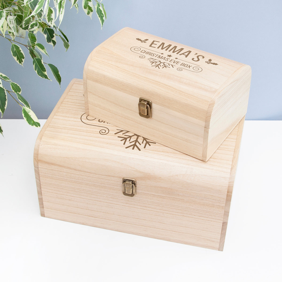Personalized Wooden Christmas Eve Box - Custom Engraved Gift Chest