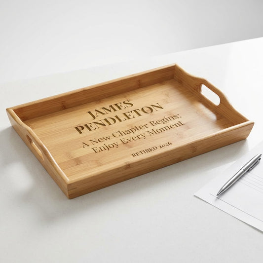 Personalized Bamboo Serving Tray — Retirement Gift