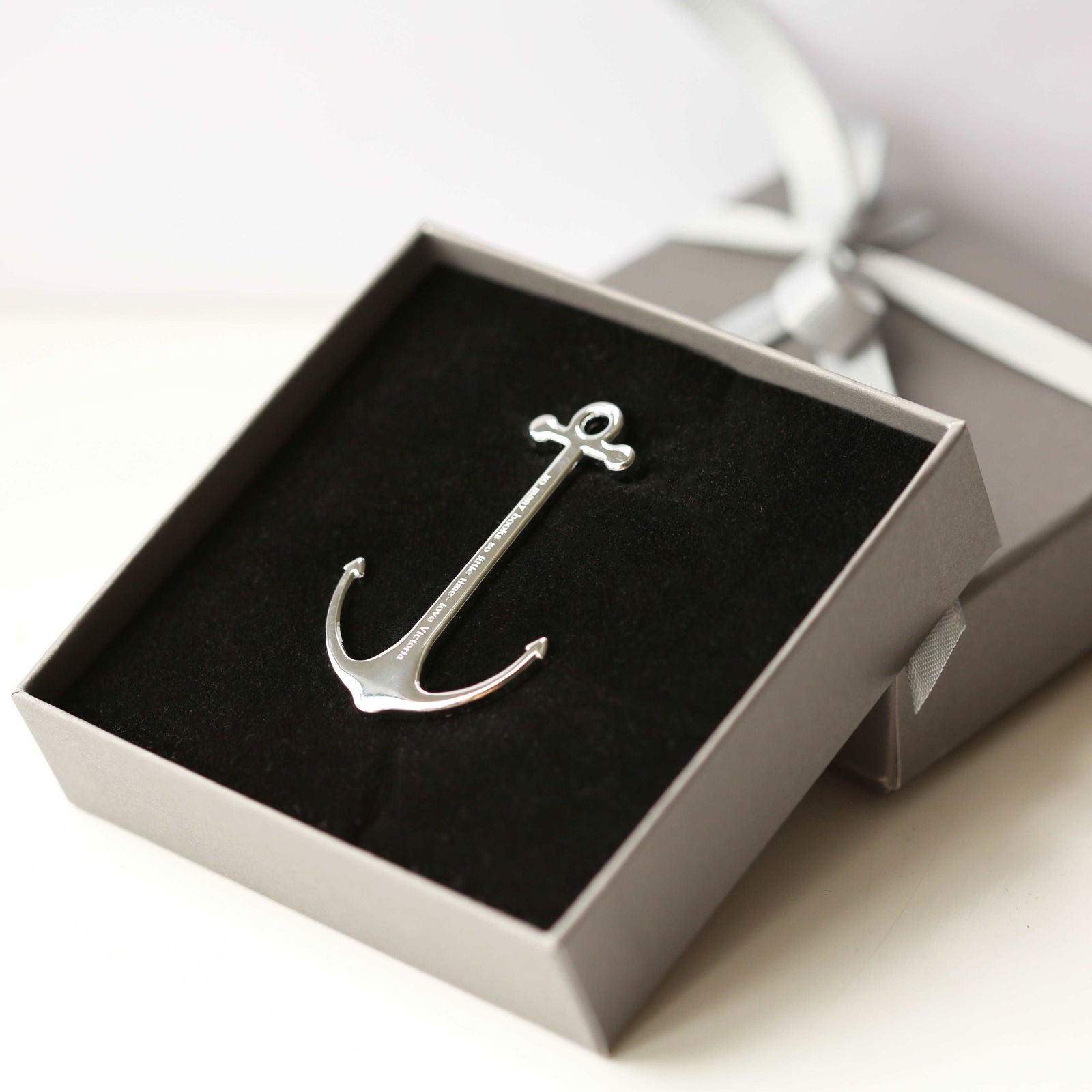 Personalized Book Anchor - Silver & Black