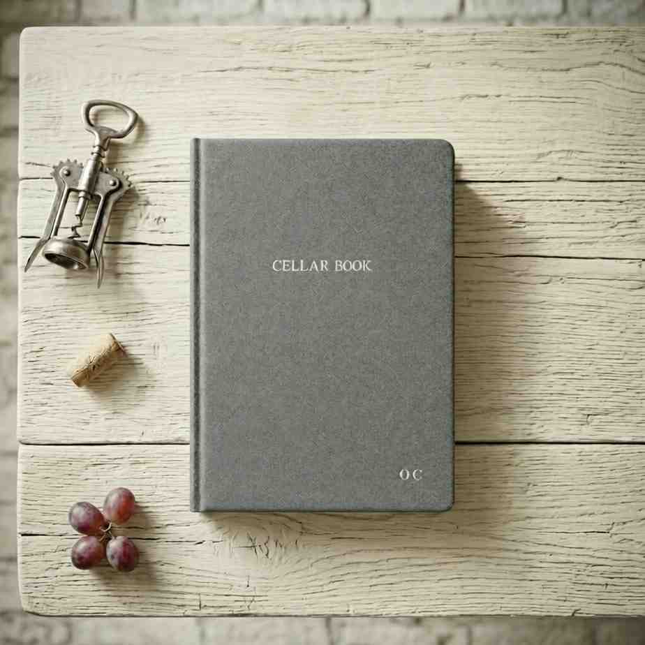 Personalized Buckram Wine Cellar Book-Grey-Color
