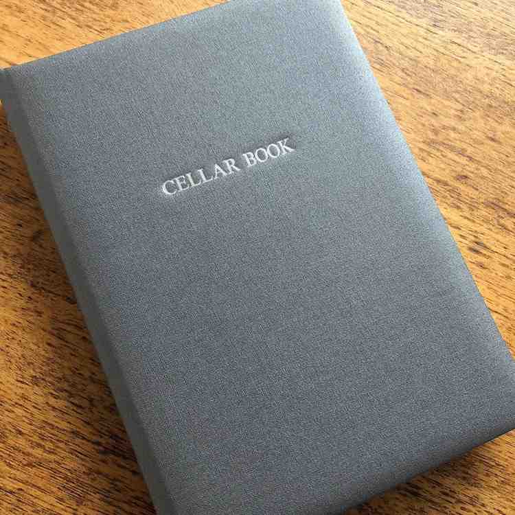 Personalized Buckram Wine Cellar Book-Grey-Color