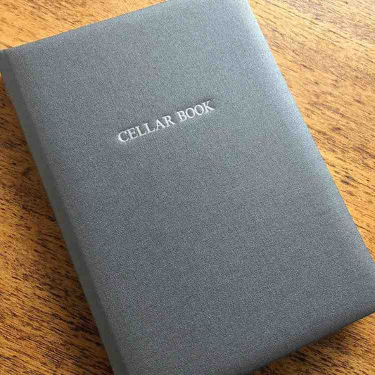 Personalized Buckram Wine Cellar Book-Grey-Color