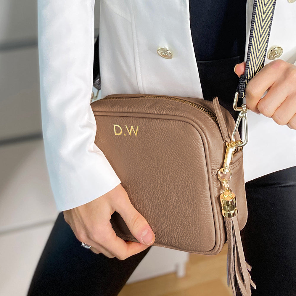 Personalized Cross Body Leather Mini Bag - Mushroom