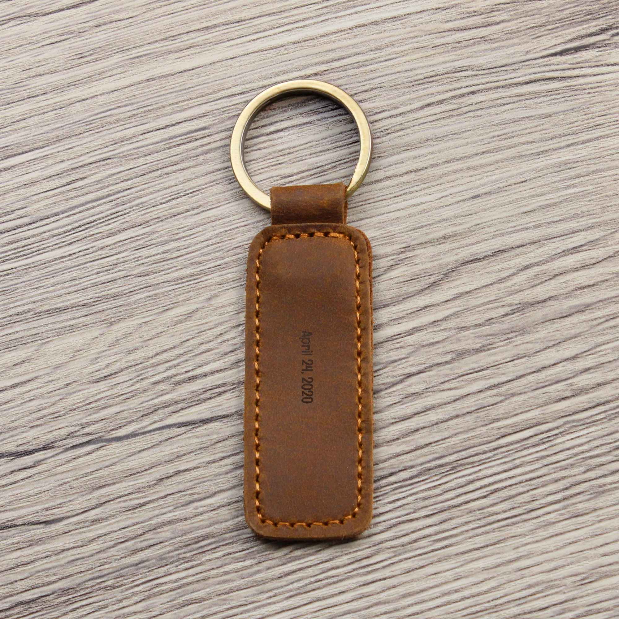Personalized Engraved Genuine Leather Keychain