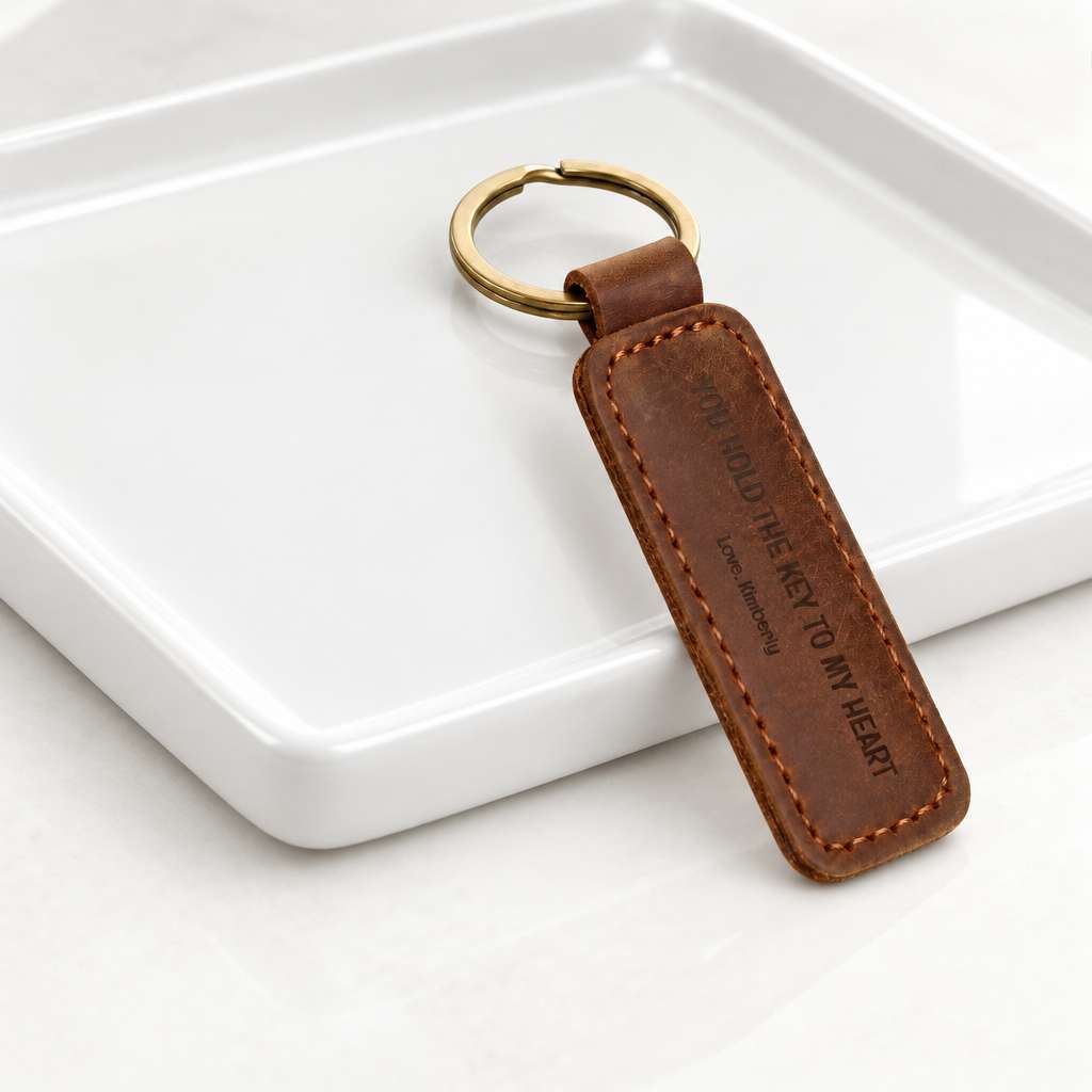 Personalized Engraved Genuine Leather Keychain