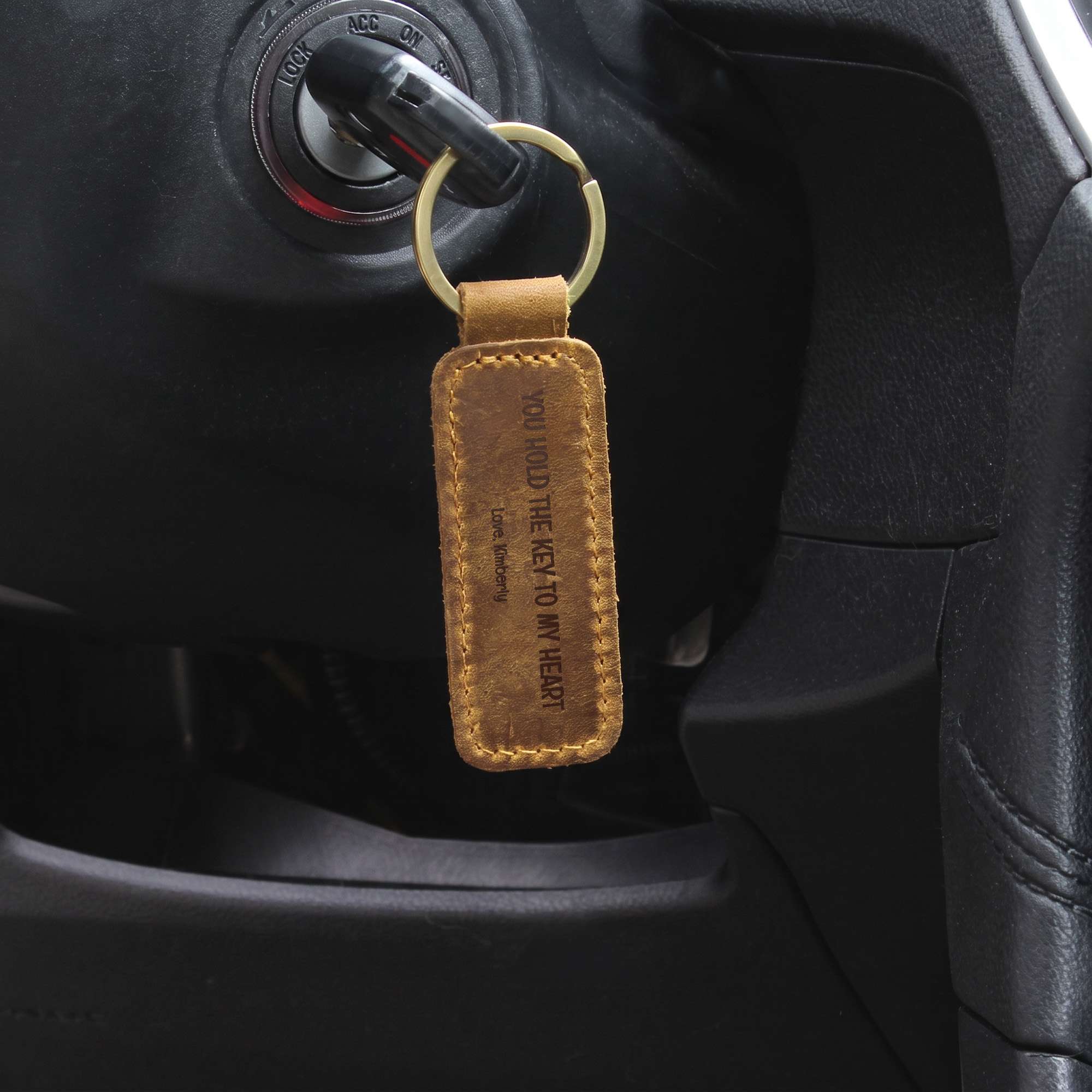 Personalized Engraved Genuine Leather Keyring