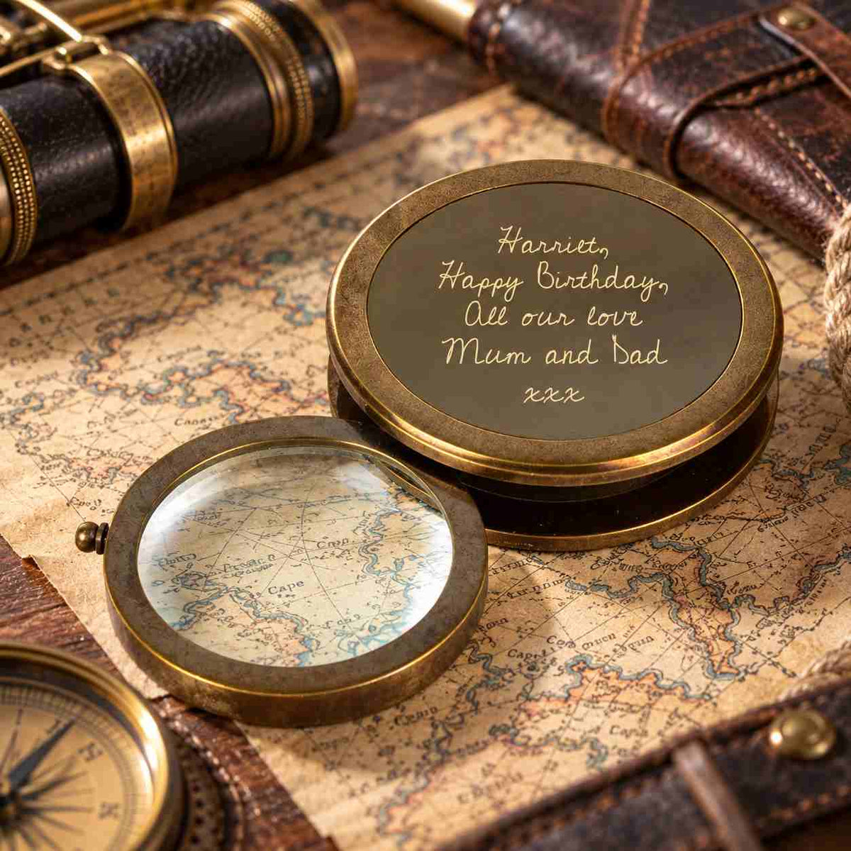 Personalized Handwriting Engraved Brass Magnifying Glass & Paperweight