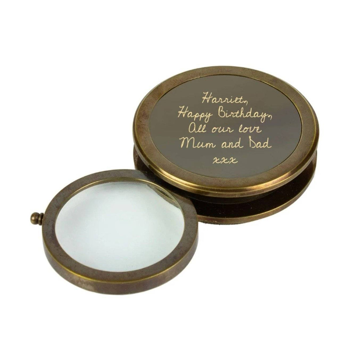 Personalized Handwriting Engraved Brass Magnifying Glass & Paperweight