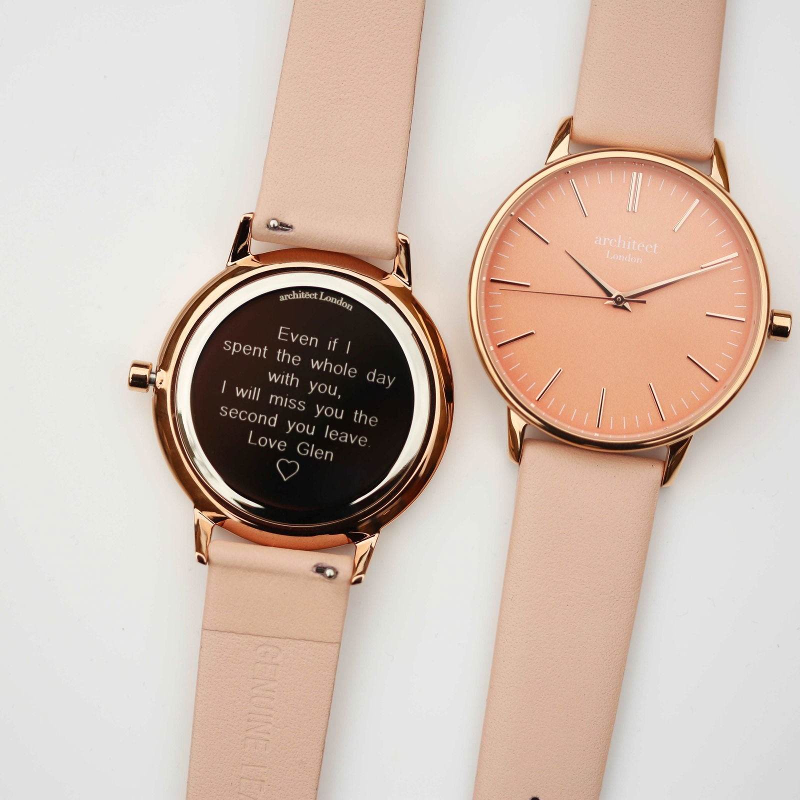 Personalized Ladies Watch – Coral Dial Pink Strap