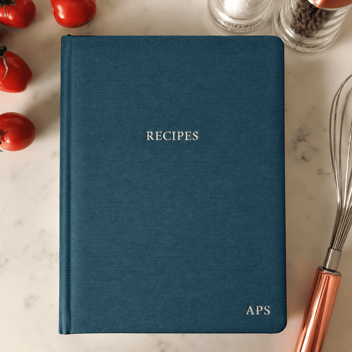 Personalized Recipe Journal in Buckram Fabric