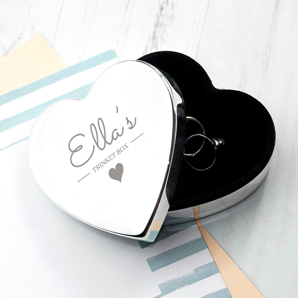 Heart-shaped jewelry box with 'custom-name engraving