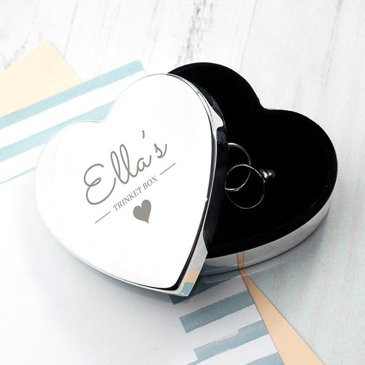 Heart-shaped jewelry box with 'custom-name engraving