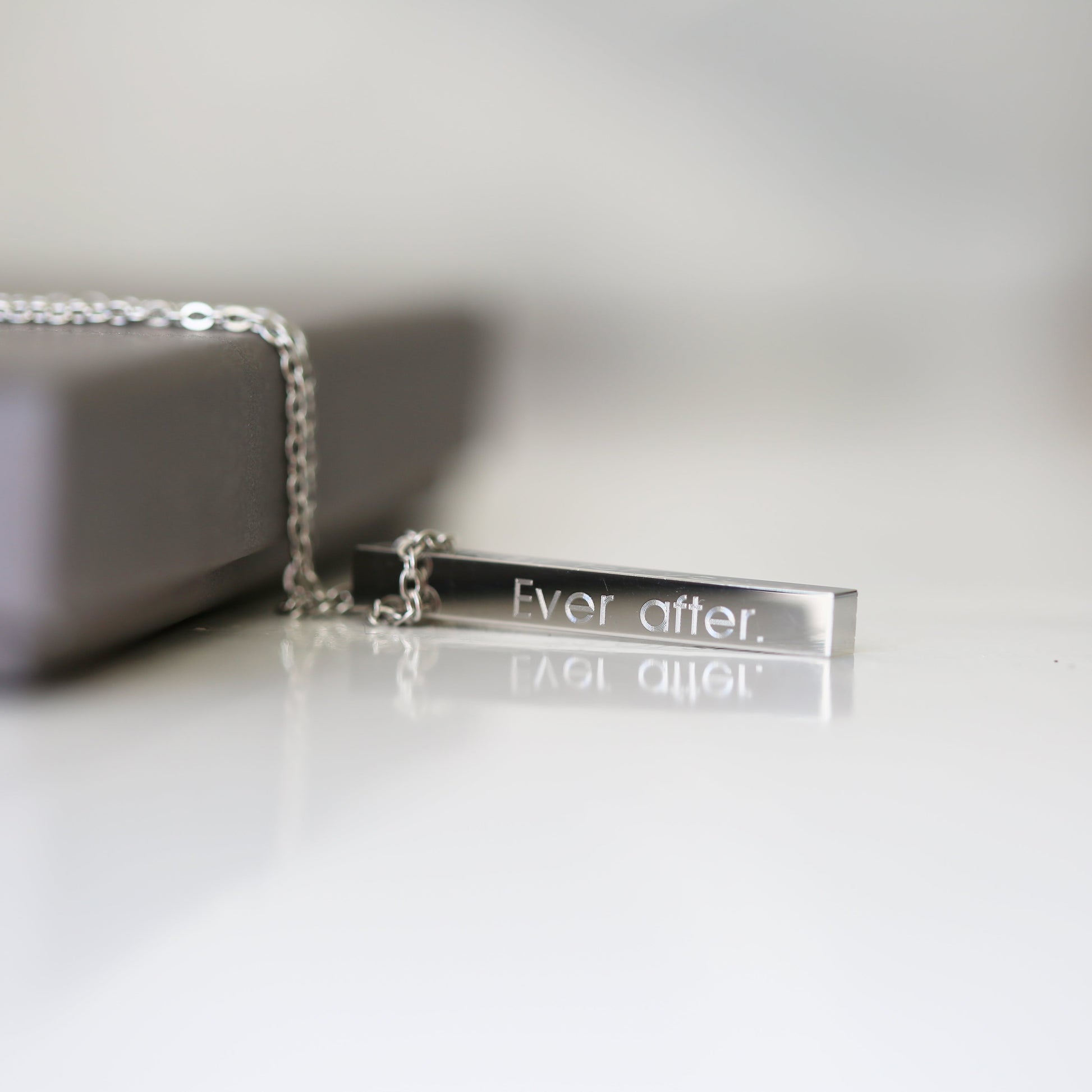 Personalized 3D Bar Necklace | 4-Side Engraved Pendant