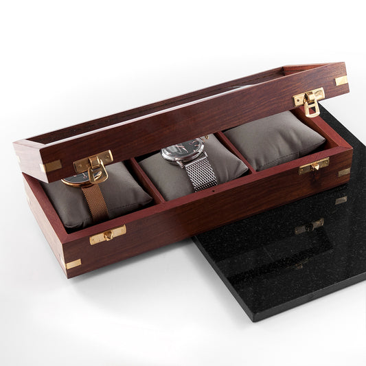 Personalized Wooden Watch Box – 3 Watch Display Case