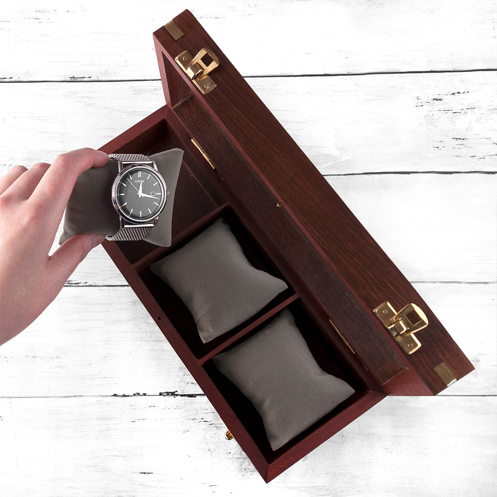 Personalized Wooden Watch Box – 3 Watch Display Case
