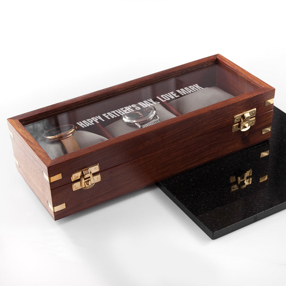 Personalized Wooden Watch Box – 3 Watch Display Case