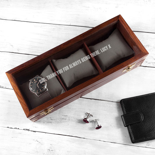 Personalized Wooden Watch Box – 3 Watch Display Case