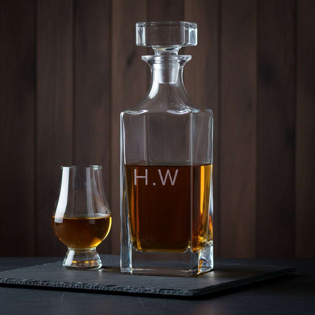 Personalized glass decanter with 'H.W.' initials -Beaufort-1.6kg