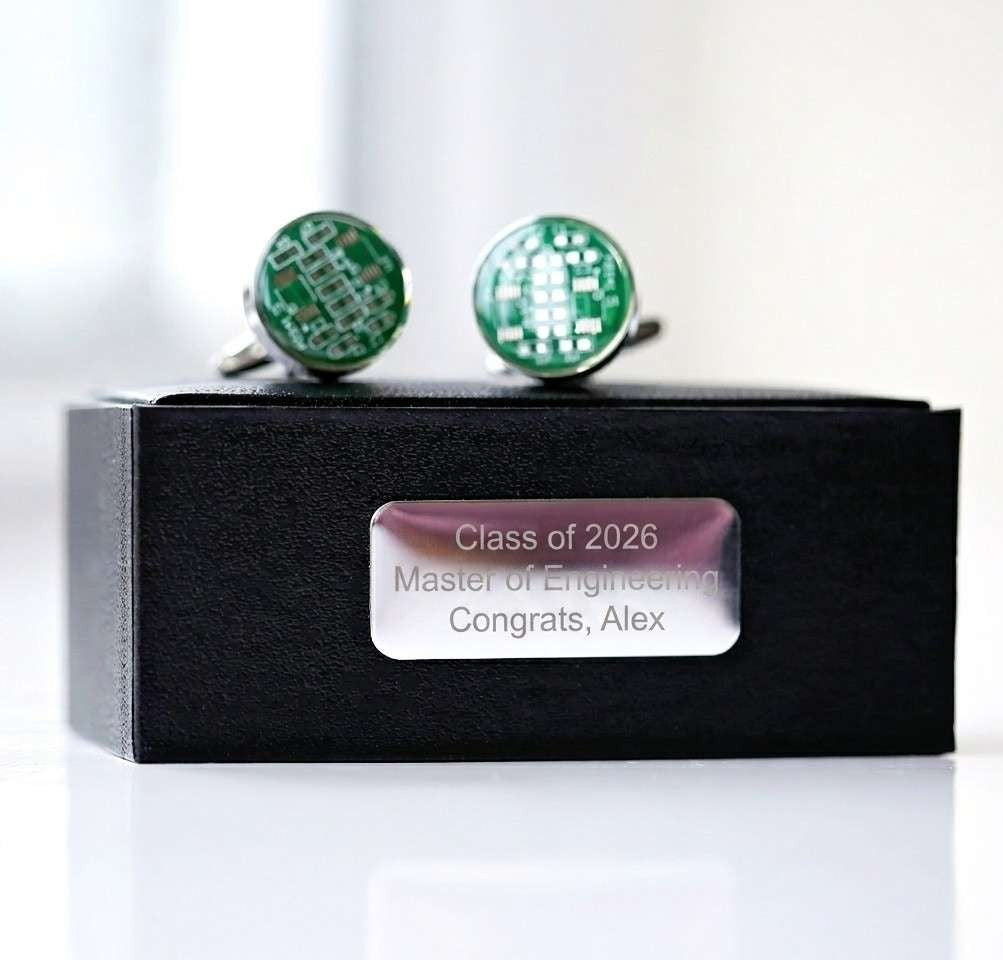 Real Circuit Board Cufflinks + Graduation Gift | Tech Cufflinks | Personalized Gift for Engineers & Tech Professionals