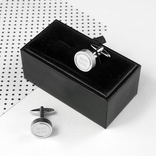Personalized Round Rhodium Plated Cufflinks