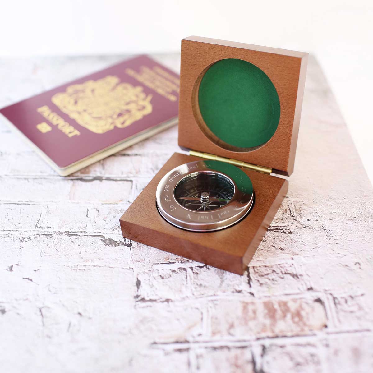 Personalized Compass With Monogrammed Timber Box - Lovesakes