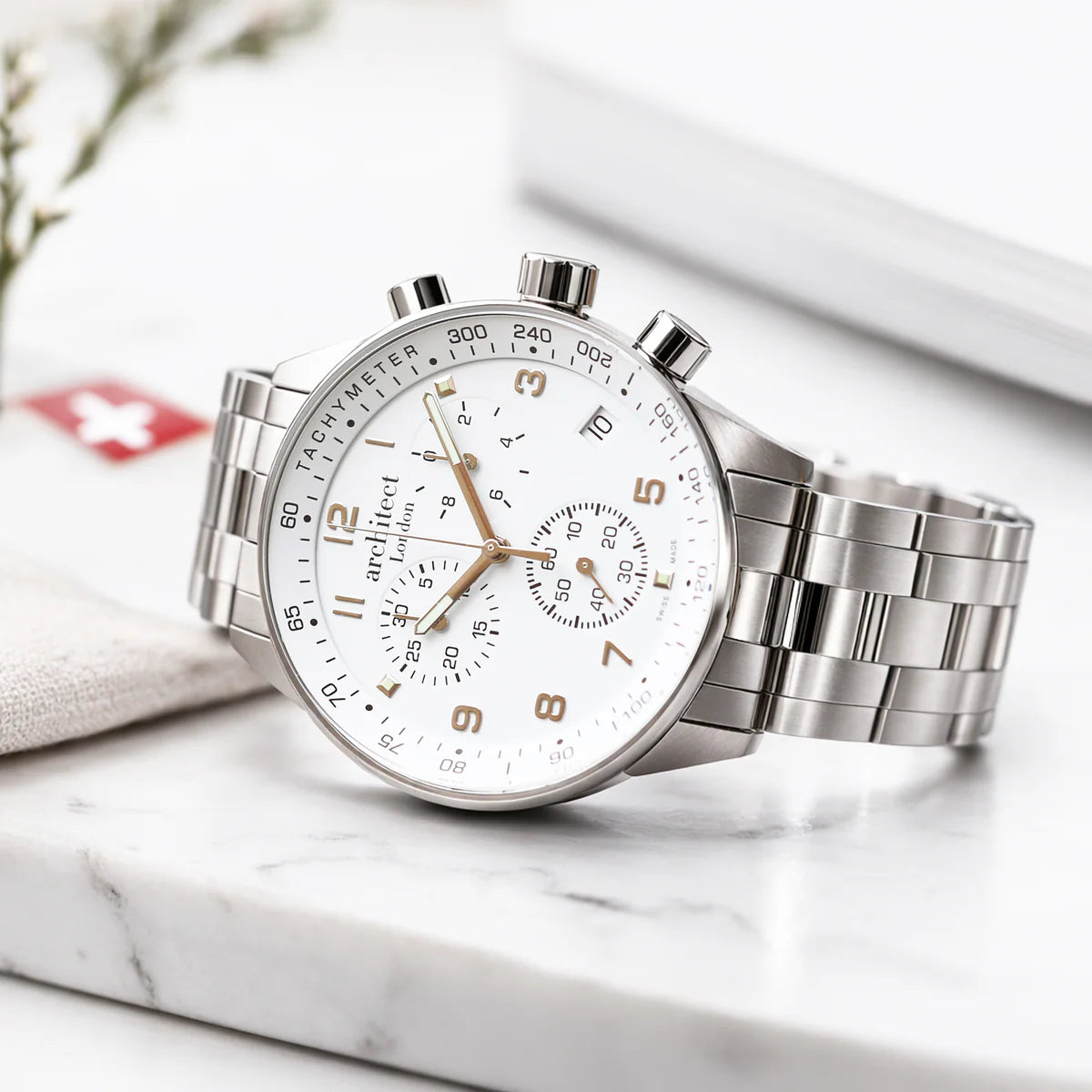 Men's Classic Handwriting Engraved Swiss Chronograph Watch