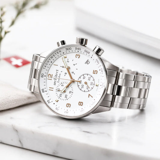 Men's Classic Handwriting Engraved Swiss Chronograph Watch