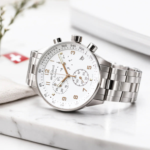 Men's Classic Handwriting Engraved Swiss Chronograph Watch