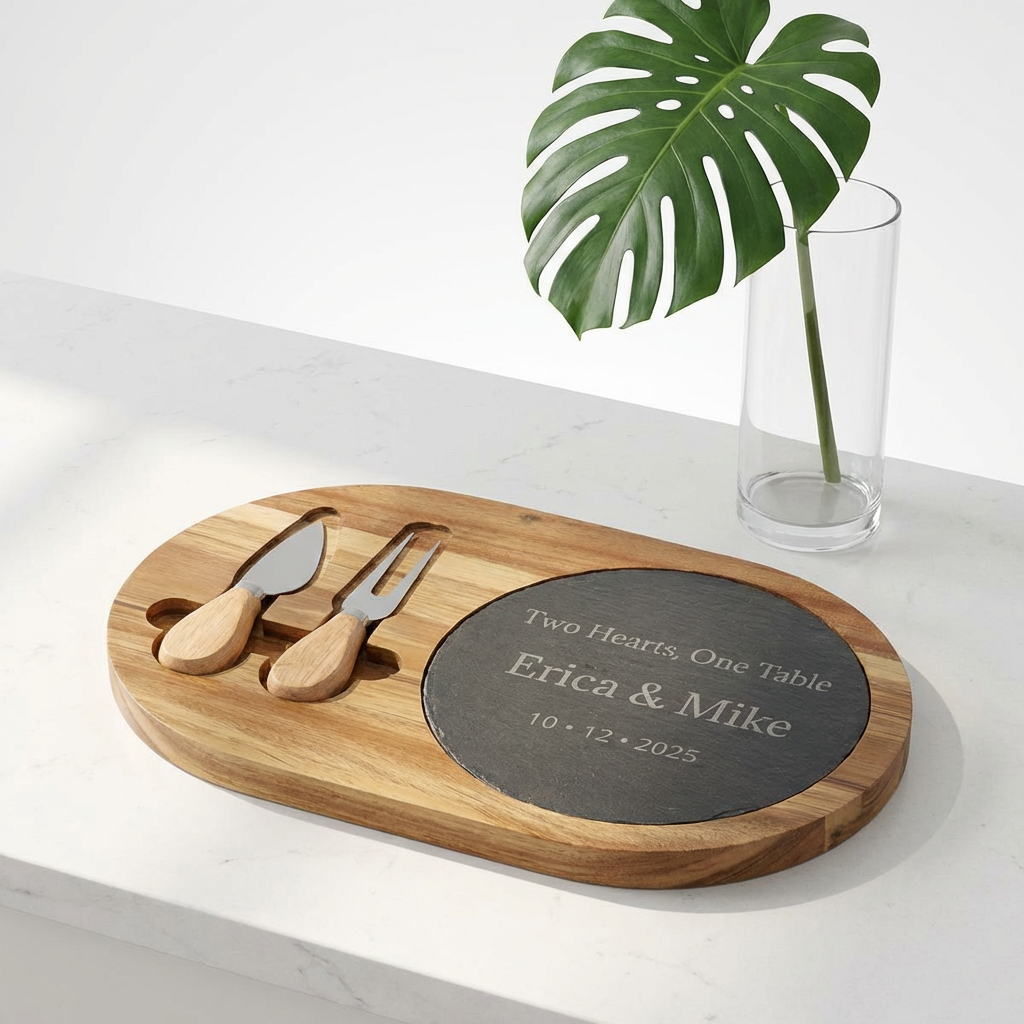 Two Hearts, One Table - Personalized Wedding Charcuterie Board