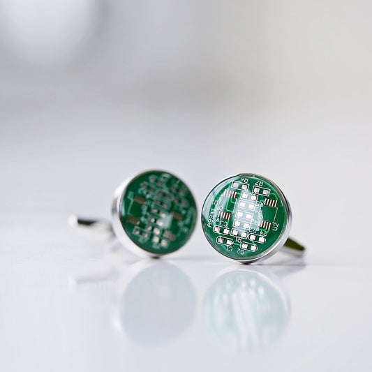 Real Circuit board Cufflinks + Engraved Box