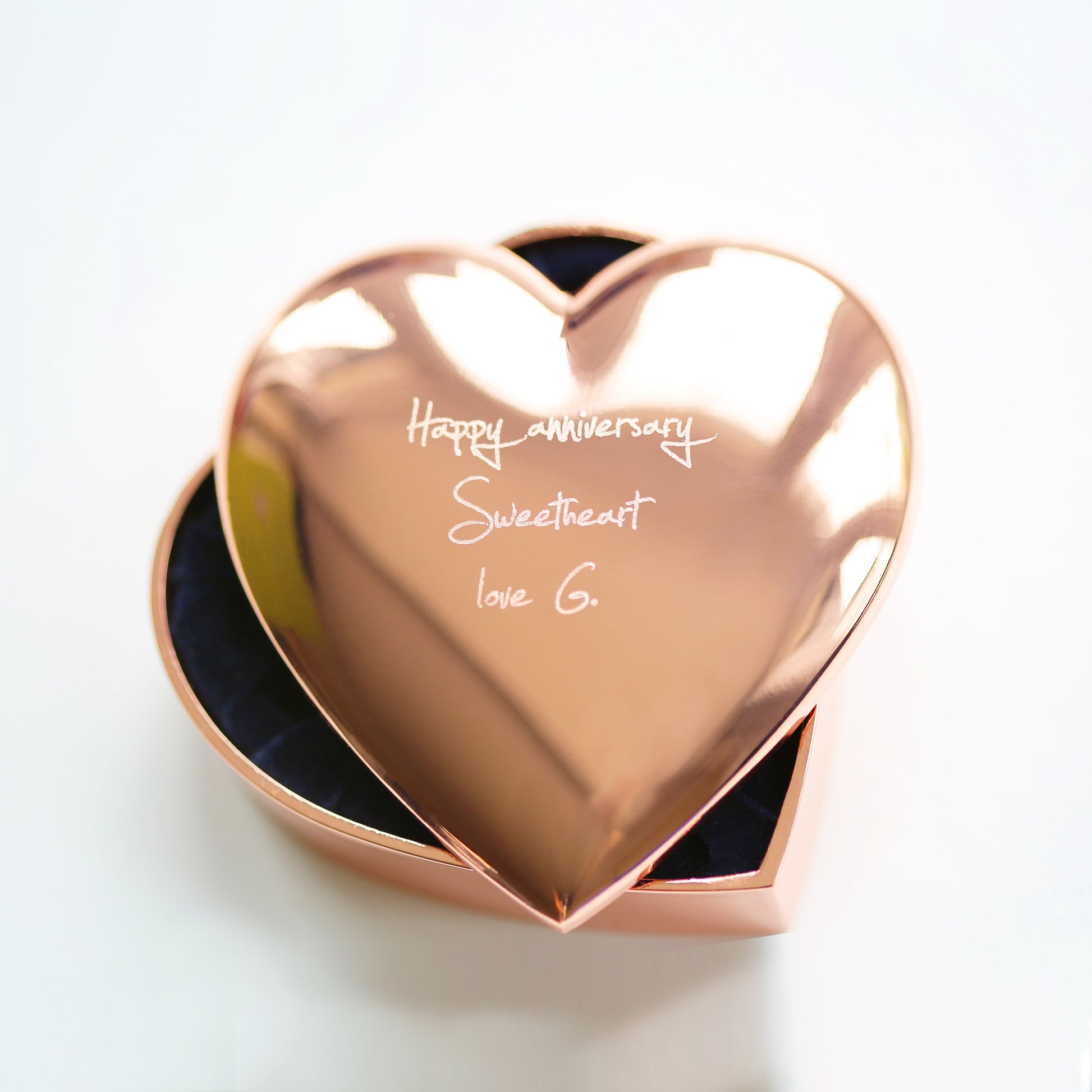 Rose Gold Heart Trinket Box With Own Handwriting - Lovesakes