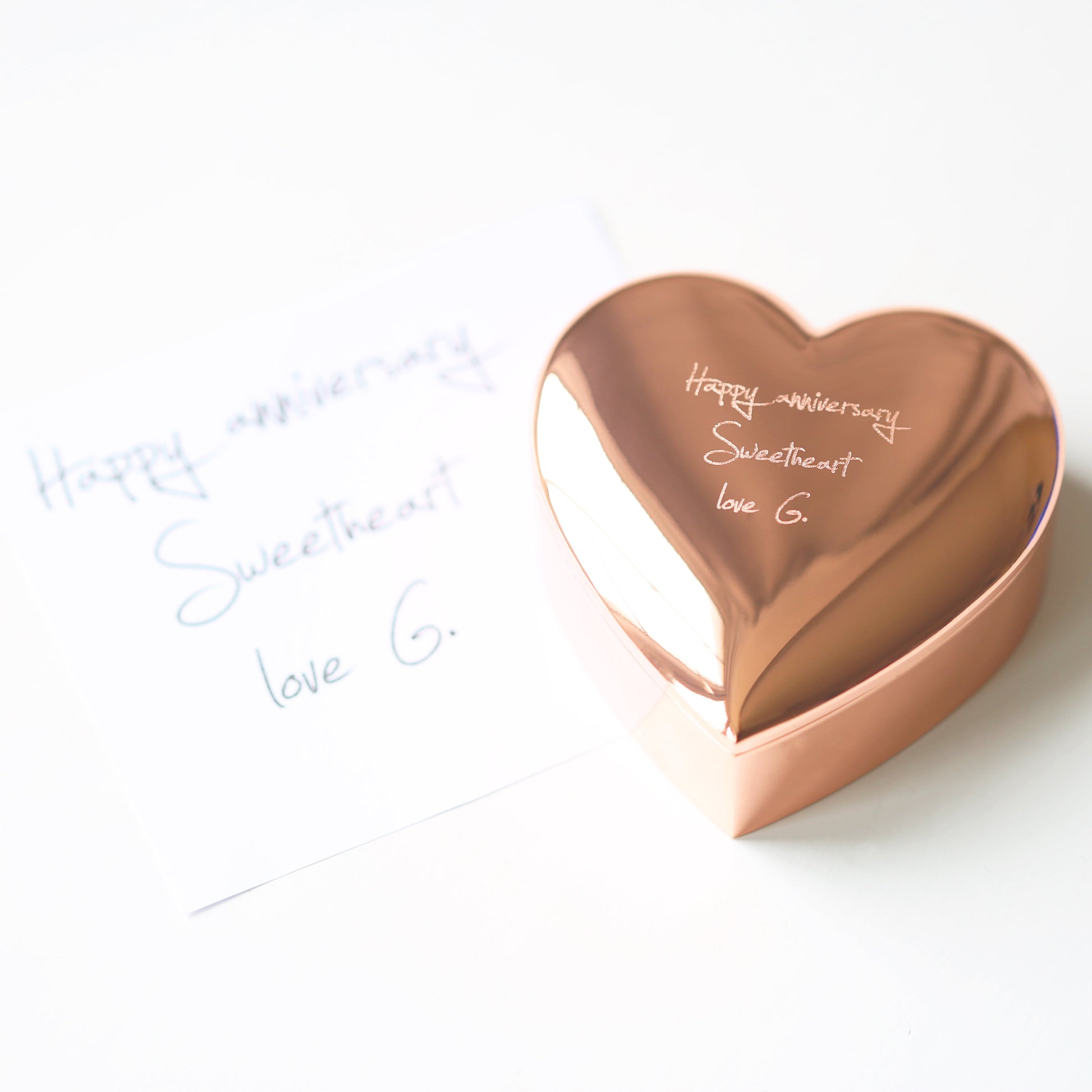 Rose Gold Heart Trinket Box With Own Handwriting - Lovesakes