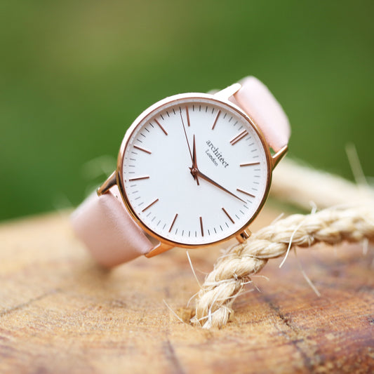 Women's Engraved Watch In Light Pink