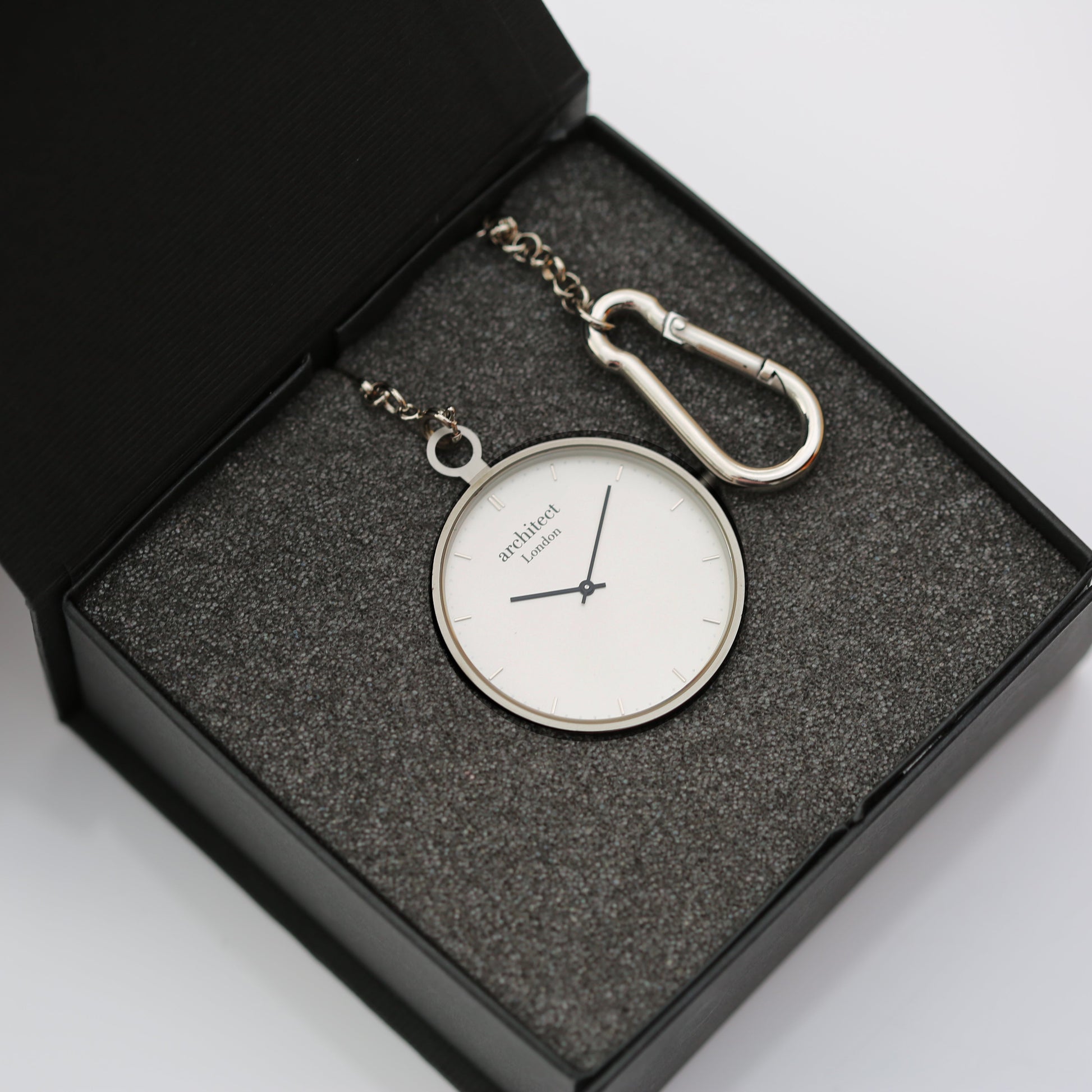 Modern Personalized Engraved Pocket Watch - Silver