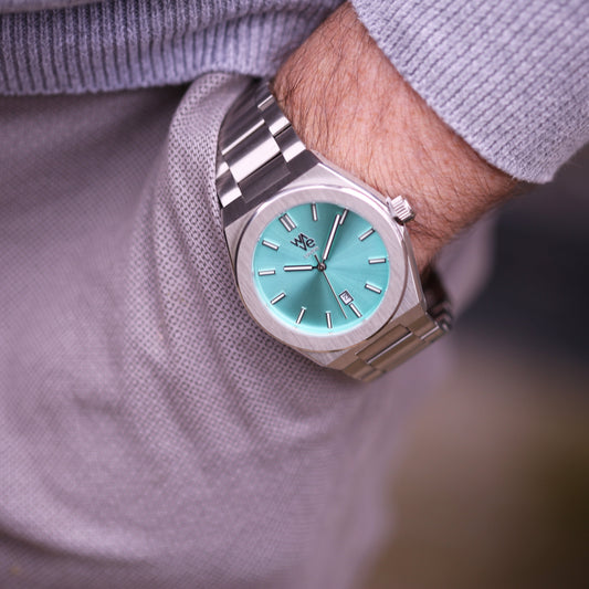 Wave Handwriting Engraved Watch in Ocean Blue