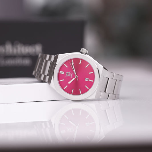 Wave Engraved Watch in Blush - Modern Font Engraving